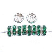 Strass-Rondell 8mm Silber - Cristal Emerald